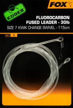 Fox Carp - End Tackle Fluorocarbon Fused Leader 30lb - Size 7 Kwik Change Swivel 115cm - Fox Carp
